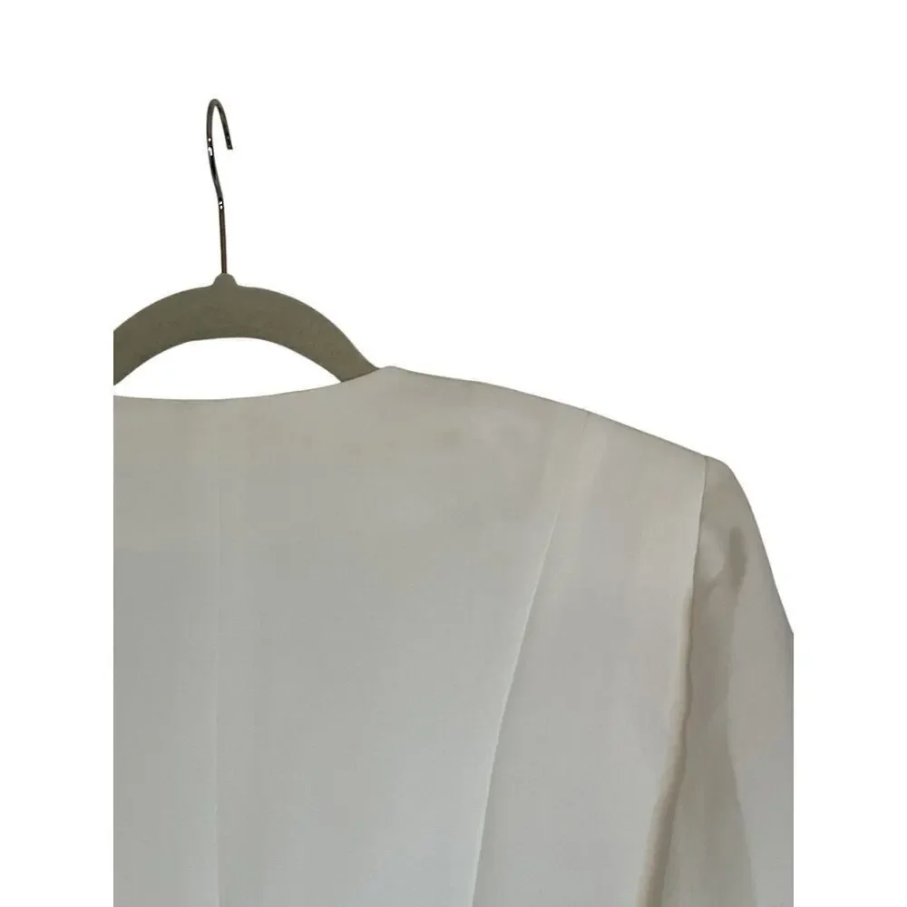 Chetta B Women's Full Zip Front Embellished Party Fancy Top Suit Size 14 Cream